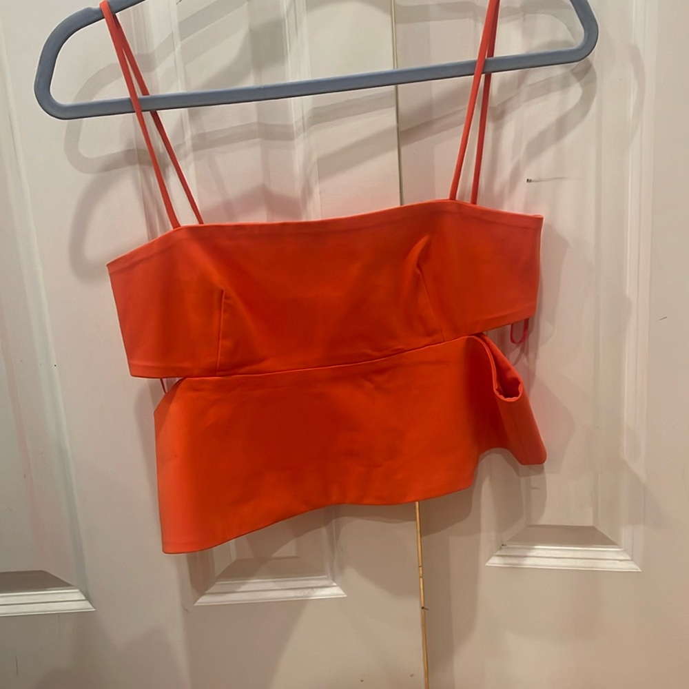 Zara burnt orange cut-out crop top